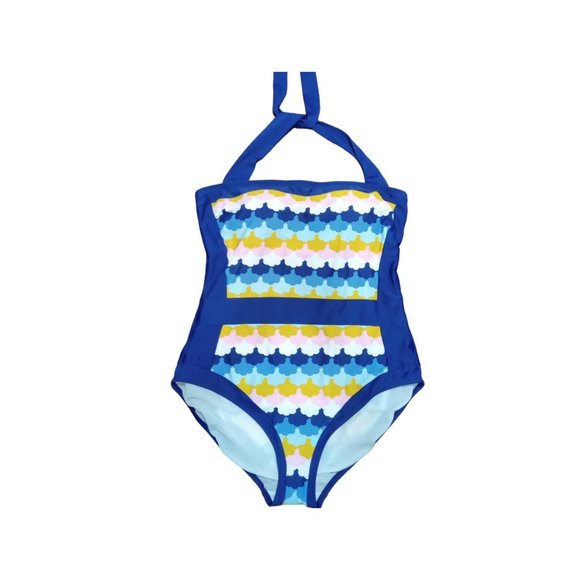 Boden Swim Boden One Piece Ruffle Bandeau Swimsuit Sz 4 Scallop